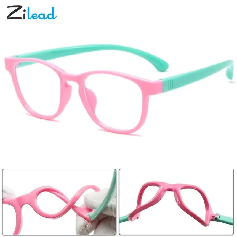 Zilead Classic Anti-Blue Light Kids Glasses Frame Fashion Computer Boys Girls Blue Light Glasses Flat Optical Eye Glasses Goggle