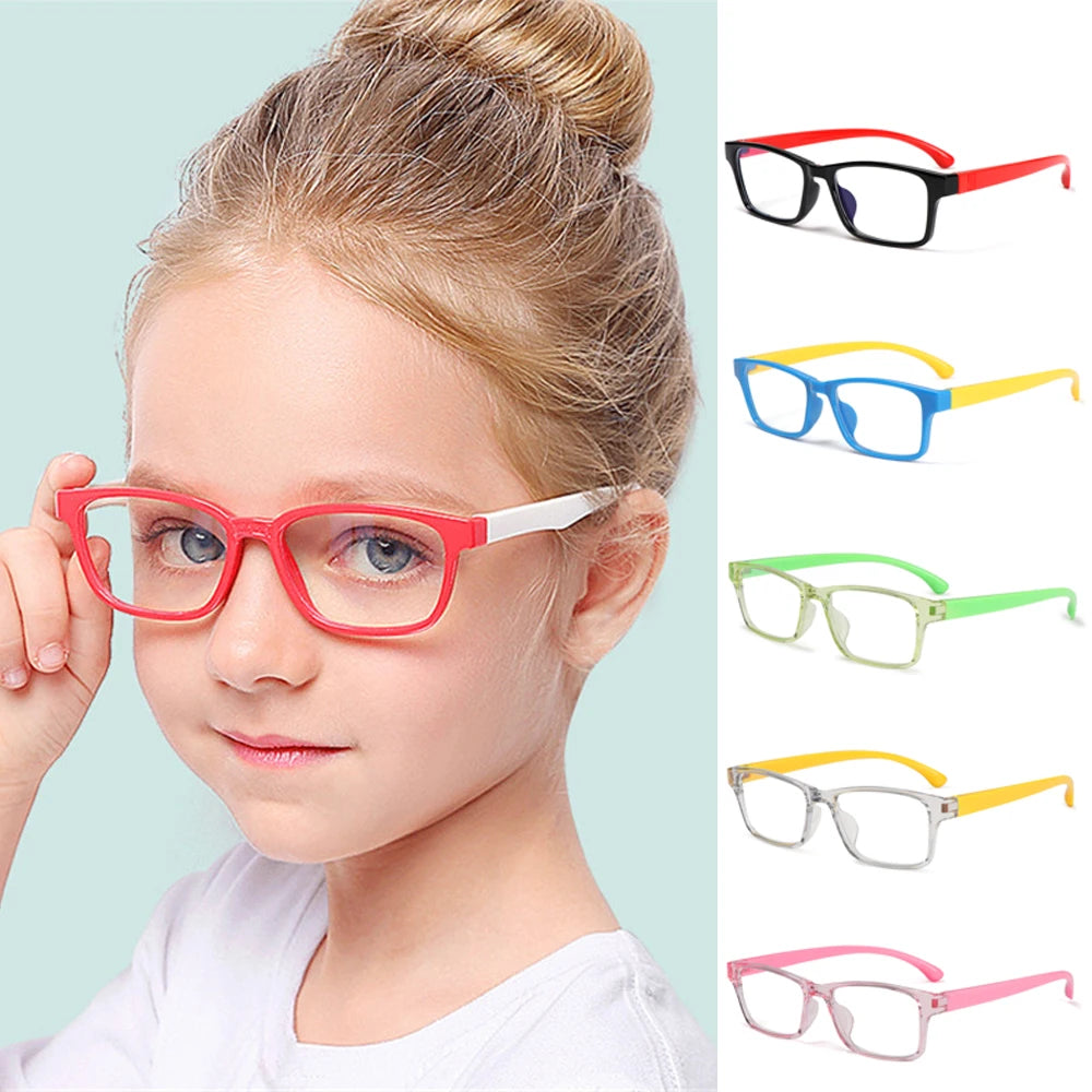 1Pc Kids Anti-blue Light Glasses Boys Girls Goggles Plain Silicone Eyeglasses Radiation Protection Fashion Soft Frame Eyewear