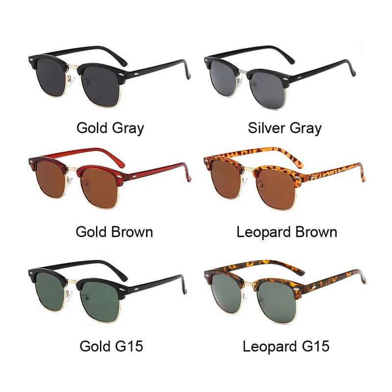 Half Frame Polarized Sunglasses Retro