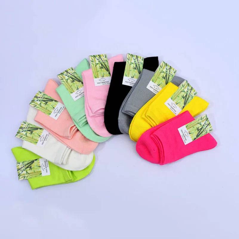 10pcs=5pairs/lot Spring Autumn Fashion Brand Women Sporting Socks High Quality Bamboo Fiber Casual Female Socks Meias Size 35-41