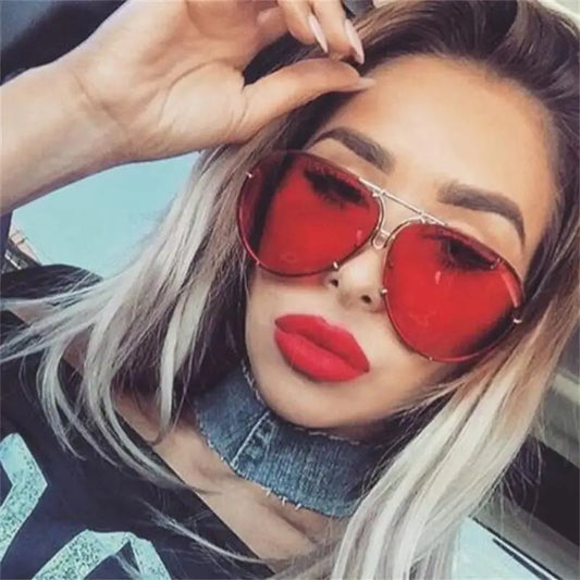 Luxury Vintage Design Classic Brand Red Pilot Sunglasses Men Shades Black Sun Glasses For Women Mirror Sunglasses Female UV400