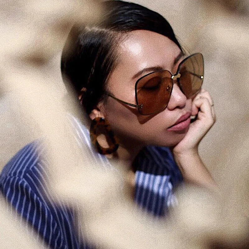 Oversized Rimless  Fashion Sunglasses