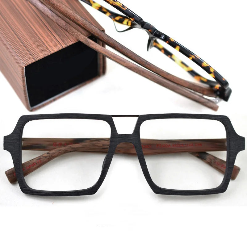 Oversized Vintage Square Glasses Frame with Clear Lens