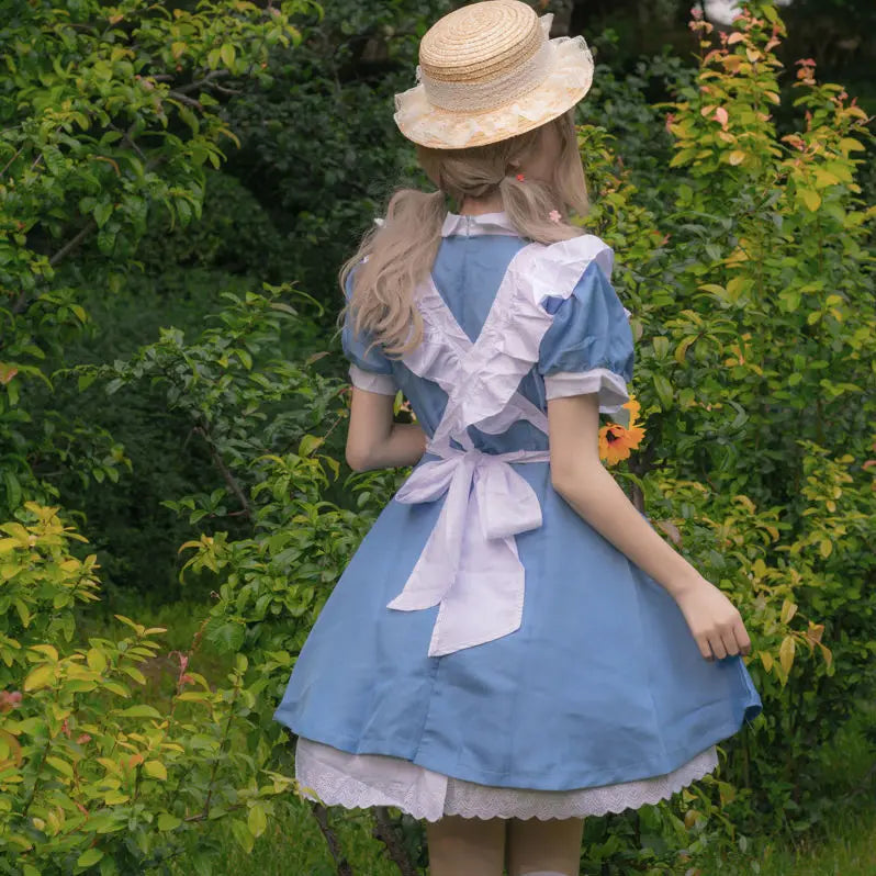 Anime Alice In Wonderland Cosplay Costume Lolita Dress Maid Apron Fantasia Carnival Halloween Costumes for Women&Girl