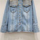 Spring Women Diamonds Beaded Tassels Denim Jacket Rivets Fringed Chain Jean Coat Rhinestone Bomber Cardigan Crystal Outwear Tops