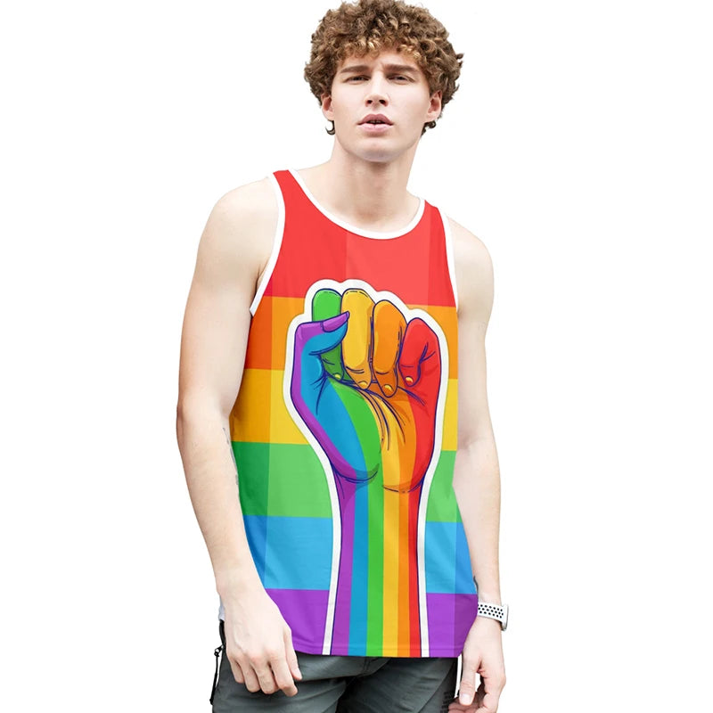 Pride LGBT fashion tank tops boy Gay Love Lesbian Rainbow Flag summer vest bodybuilding Sleeveless shirt fitness tank top men