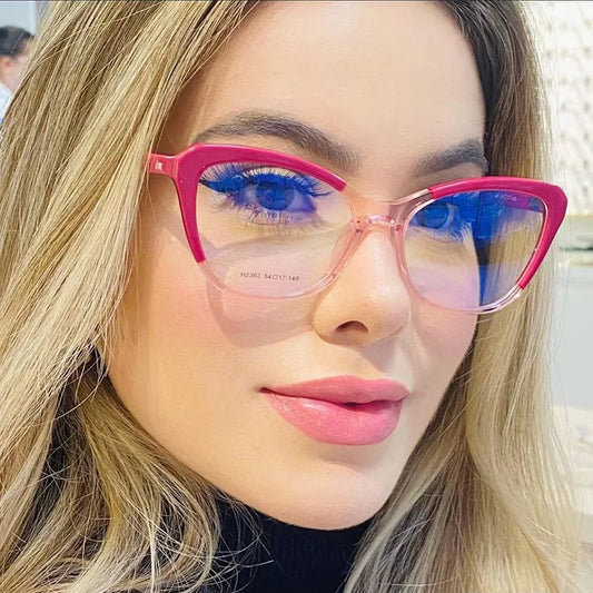 Gradient Color Fashion Tr90 Anti Blue Light Blocking Cat Eye Glasses Frame Women Luxury Designer Eyeglasses Ladies Optical Frame