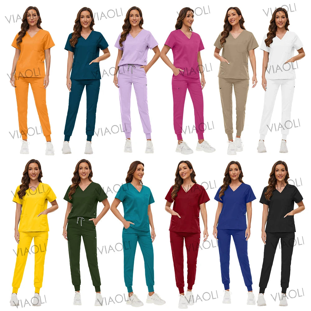 Unisex Medical Uniforms Men Women Nursing Clothes Beauty Costume Nurse Scrubs Sets Doctor Dentist Workwear Clinical Tops Pants