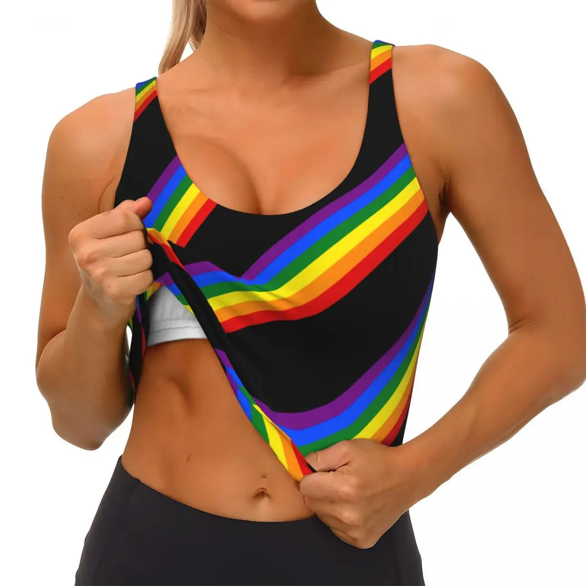 Custom Love Wins Gay Pride Workout Crop Tank Tops Women Seamless Rainbow LGBT GLBT Running Yoga Sports Bras