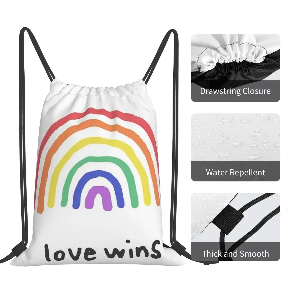 LGBTQA+ PRIDE Backpacks Casual Portable Drawstring Bags Drawstring Bundle Pocket Sports Bag Book Bags For Travel School