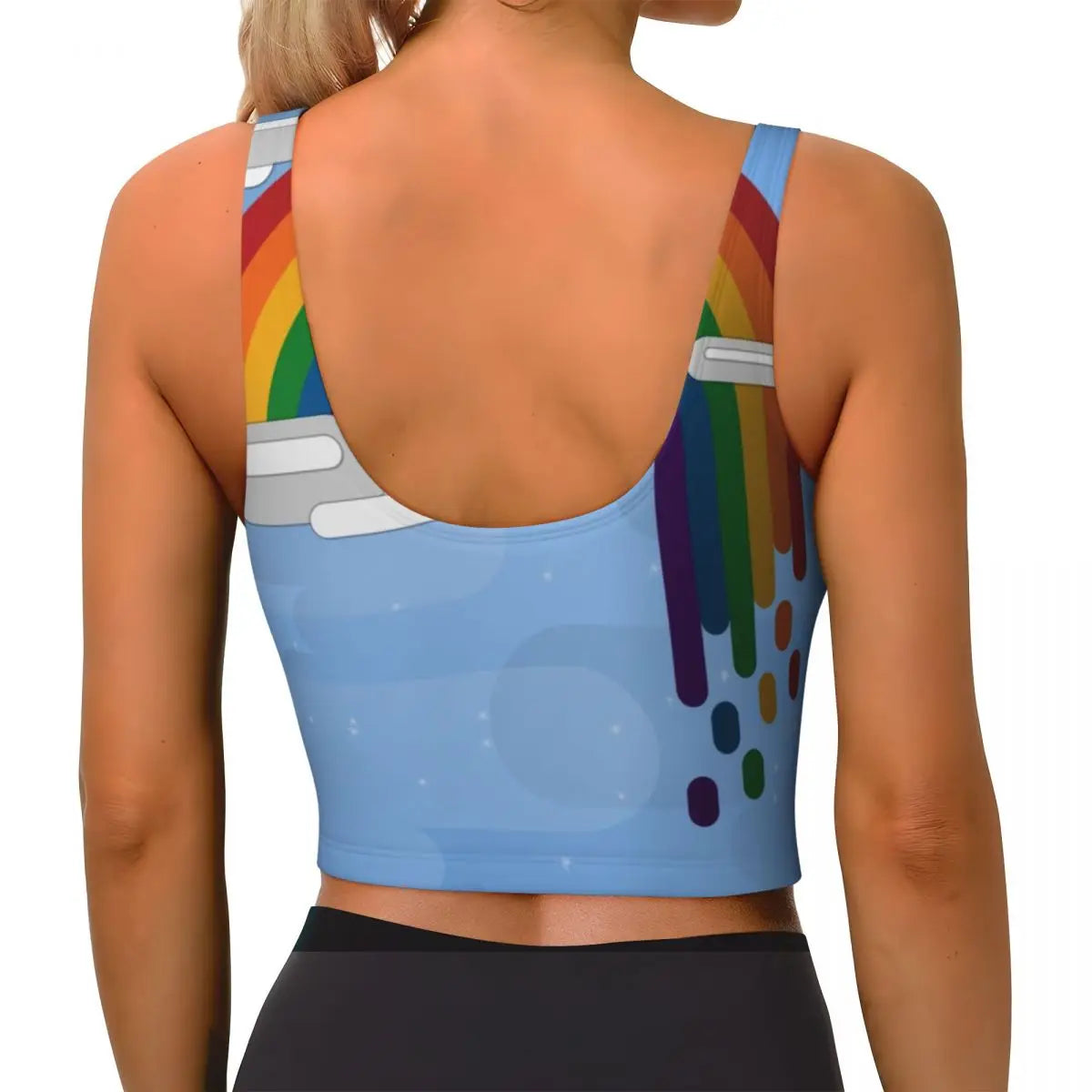 Custom Minimalist LGBT Drip Rainbow Workout Crop Tank Tops Women's Seamless GLBT Gay Lesbian Pride Flag Yoga Running Sports Bras