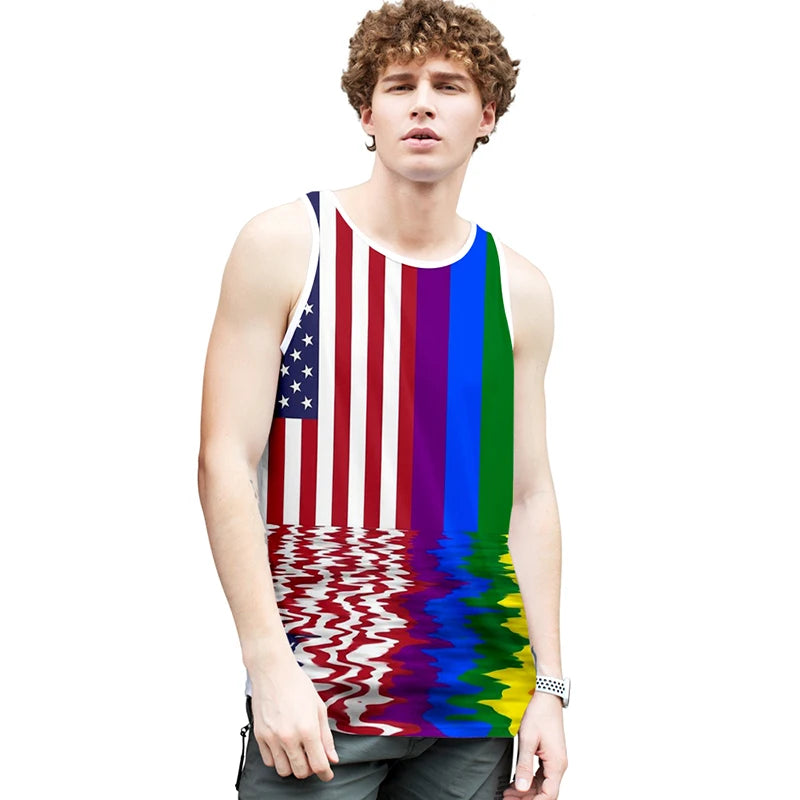 Pride LGBT fashion tank tops boy Gay Love Lesbian Rainbow Flag summer vest bodybuilding Sleeveless shirt fitness tank top men