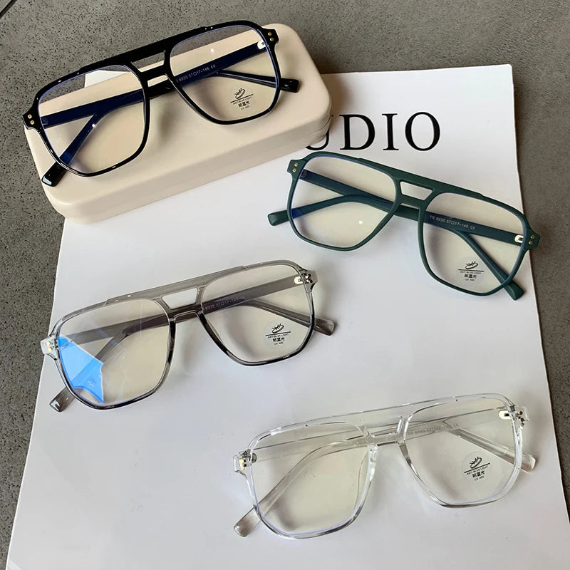 Retro Fashion Anti-blue Light Glasses Men Women Transparent Computer Glasses Frame Eyeglass Frame Flat Glasses Square Eyeglasse