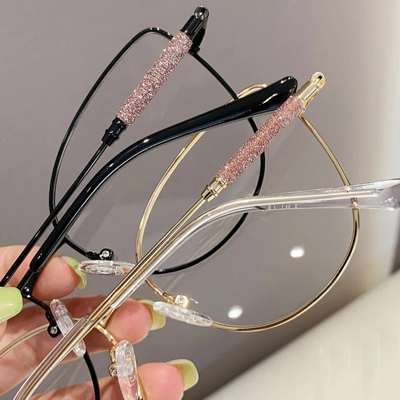 New Cat Eye Metal Eyeglasses Frame Computer Goggles Fashion Women's Anti Blue Light Glasses Support Customized Optical Glasses