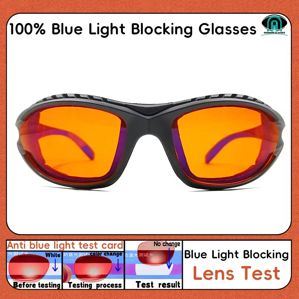 Red Lens，Orange Lens 100% Blue Light Blocking Goggles Glasses  Gaming Glasses Anti fatigue fashion Phone Eyeglasses