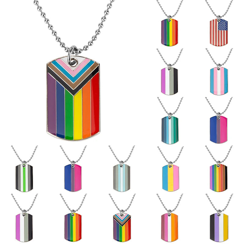 Transgender Rainbow Pansexual pride Genderqueer pride Asexual Pendant Necklace Rainbow Heart Necklace For Women Jewelry