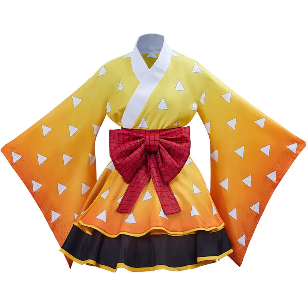 Anime Demon Slayer Kimono Maid Dresses Kamado Nezuko Cosplay Costume Japanese Kimonos Women Lolita Dress Halloween Party Gift