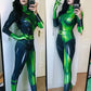 Halloween Super Villain Kim Possible Shego Costume Female Zentai Suit Cosplay Costumes