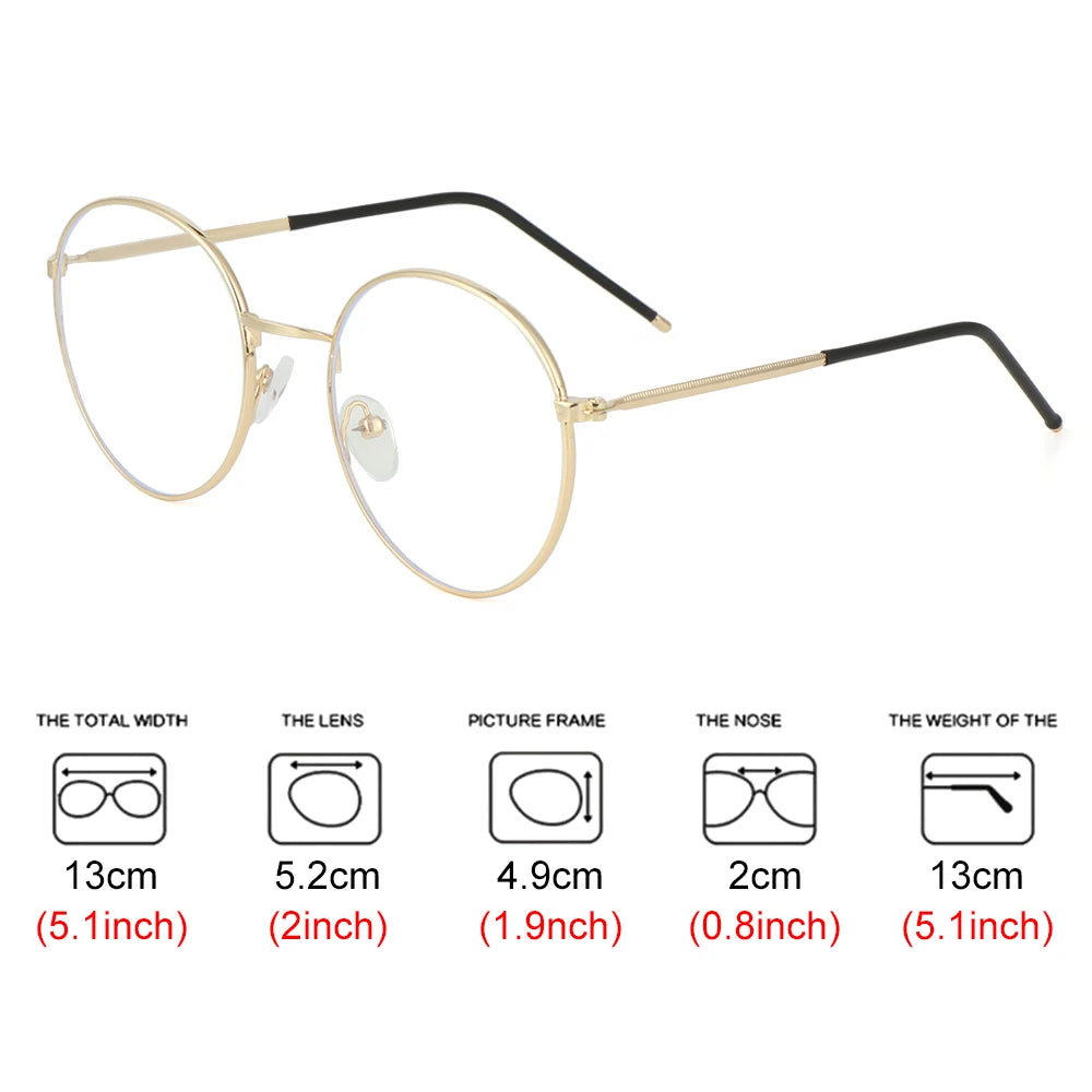 Classic Anti-Blue Light Blocking Glasses Women Men Round Optical Lenses Spectacle Computer Protection Goggles Reading Eyeglasses