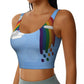 Custom Minimalist LGBT Drip Rainbow Workout Crop Tank Tops Women's Seamless GLBT Gay Lesbian Pride Flag Yoga Running Sports Bras