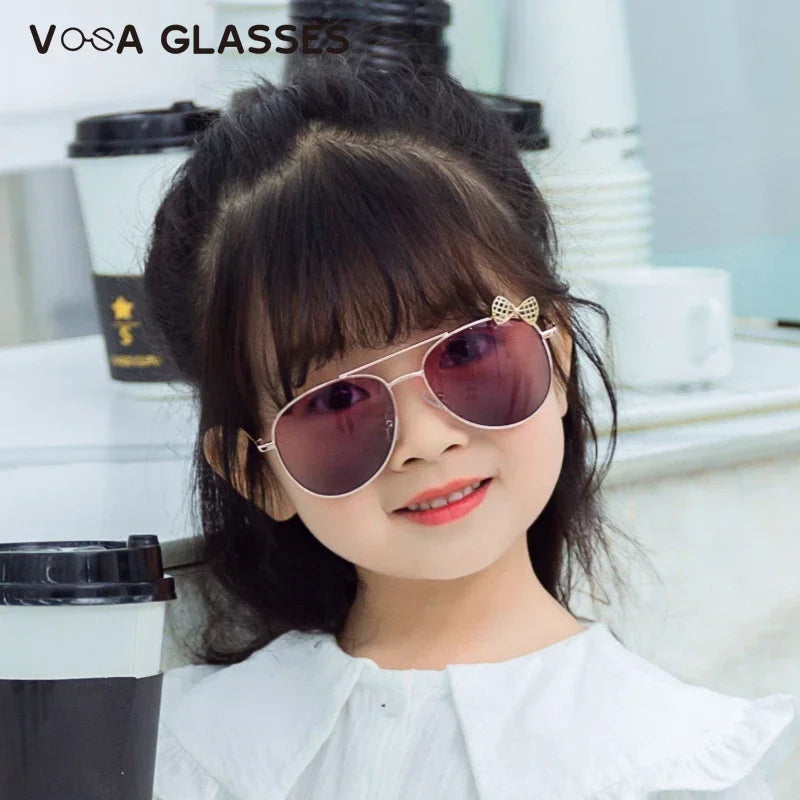 Kids Cute Sunglasses Metal Frame Children Sun Glasses Fashion Girls Outdoor Cycling Goggles Party Eyewear Photography Supplies