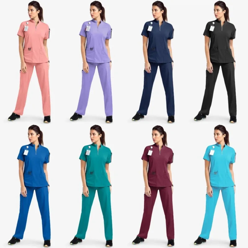 Unisex Medical Uniforms for V-neck Nurse Scurbs set Women Hospital Doctor Workwear Oral Dental Surgery Work Uniform short sleeve