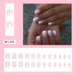 24pcs Short Ballerina Fake Nails French Star Pink Flowers Glitter False Nails Full Cover Press on Nails DIY Detachable Nail Tips