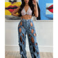 CM.YAYA Women Vintage Cutout Hollow Out Criss Cross Straight Denim Pants 2024 Fashion INS High Waist Wide Leg Jeans Trousers