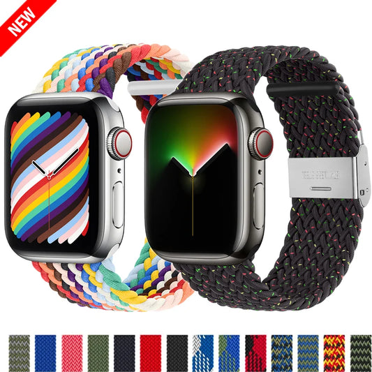 Strap For Apple Watch band 44mm 40mm 45mm 41mm 49mm 38mm 42mm Elastic braided solo loop bracelet iwatch series 7 se 3 6 8 ultra