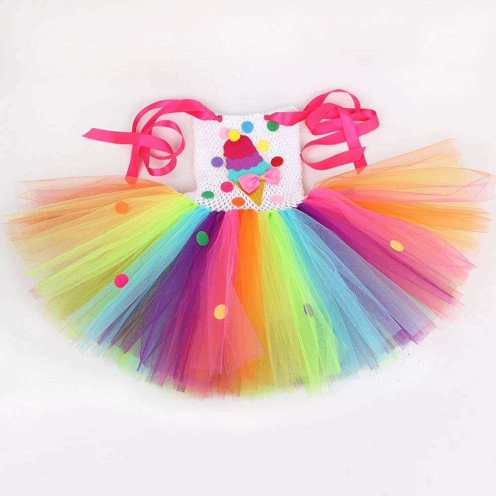 Candy Ice Cream Princess Dresses for Girls Rainbow Birthday Tutu Outfits Christmas Halloween Costumes Child Cake Smash Clothes