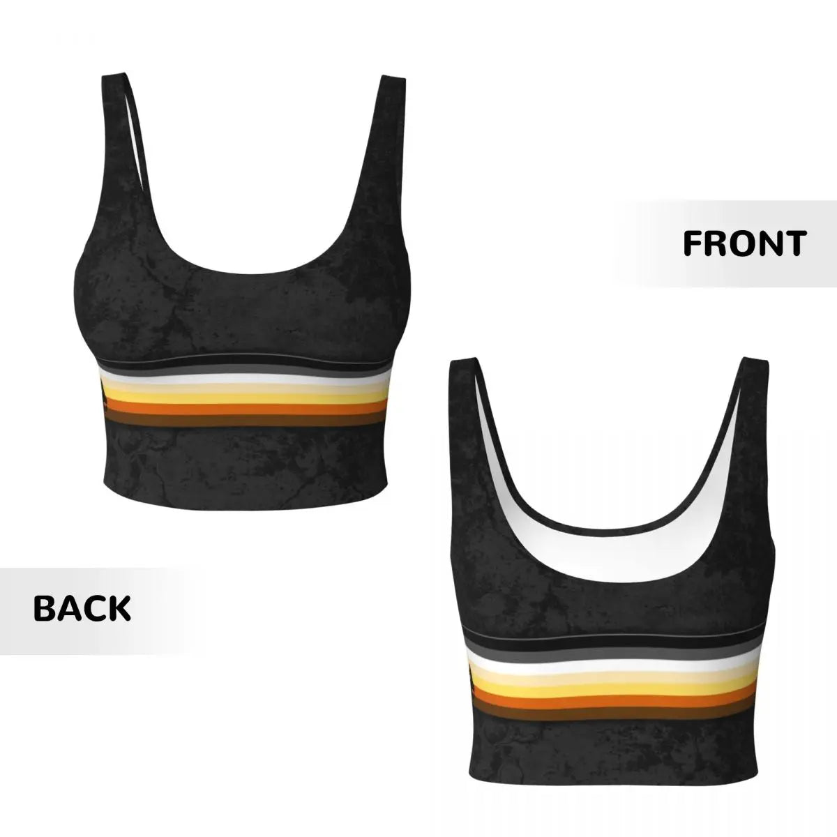 Custom Distressed Gay Bear Pride Flag Stripe High Impact Sports Bras for LGBT GLBT Lesbian Seamless Workout Yoga Crop Tank Tops