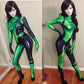 Halloween Super Villain Kim Possible Shego Costume Female Zentai Suit Cosplay Costumes