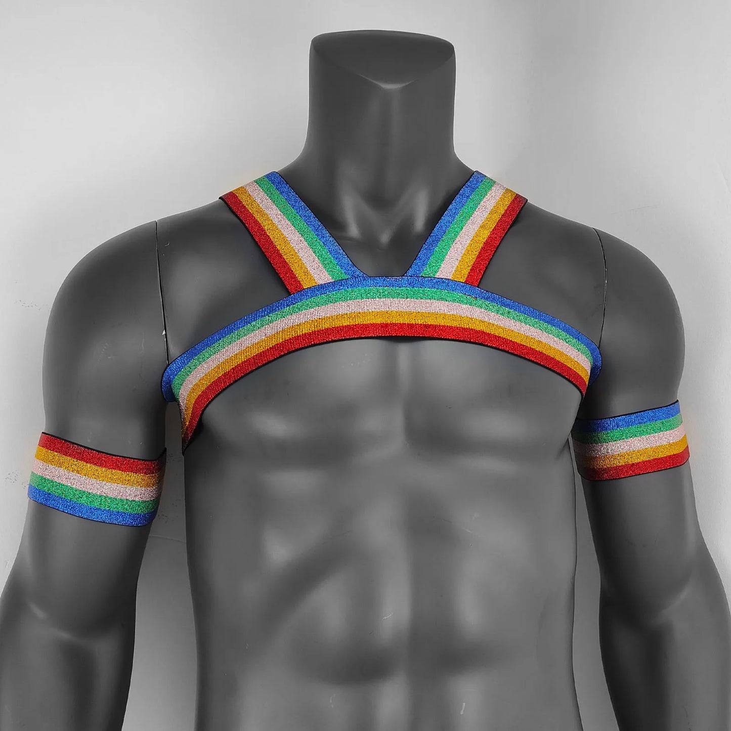 CLEVER-MENMODE Fetish Chest Harness Men Sexy Body Bondage Cage Harness Belts Rave Clothing Lingerie Rainbow Pride Elastic