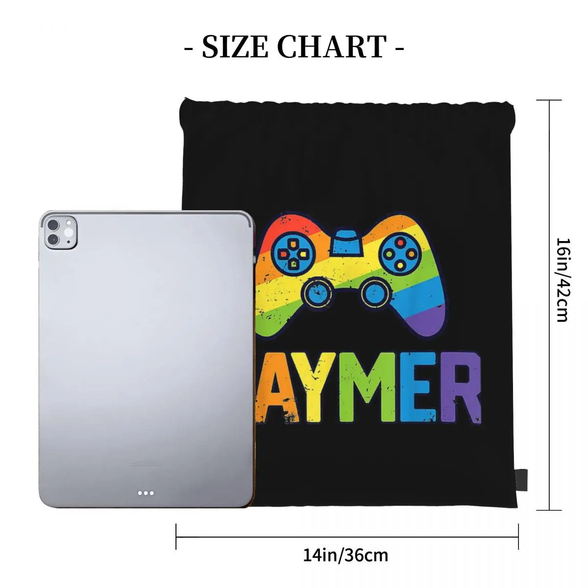 Gaymer Gamer Gay Pride LGBT Lesbian Rainbow Flag Backpacks Casual Portable Drawstring Bags Sports Bag Book Bags For Man Woman