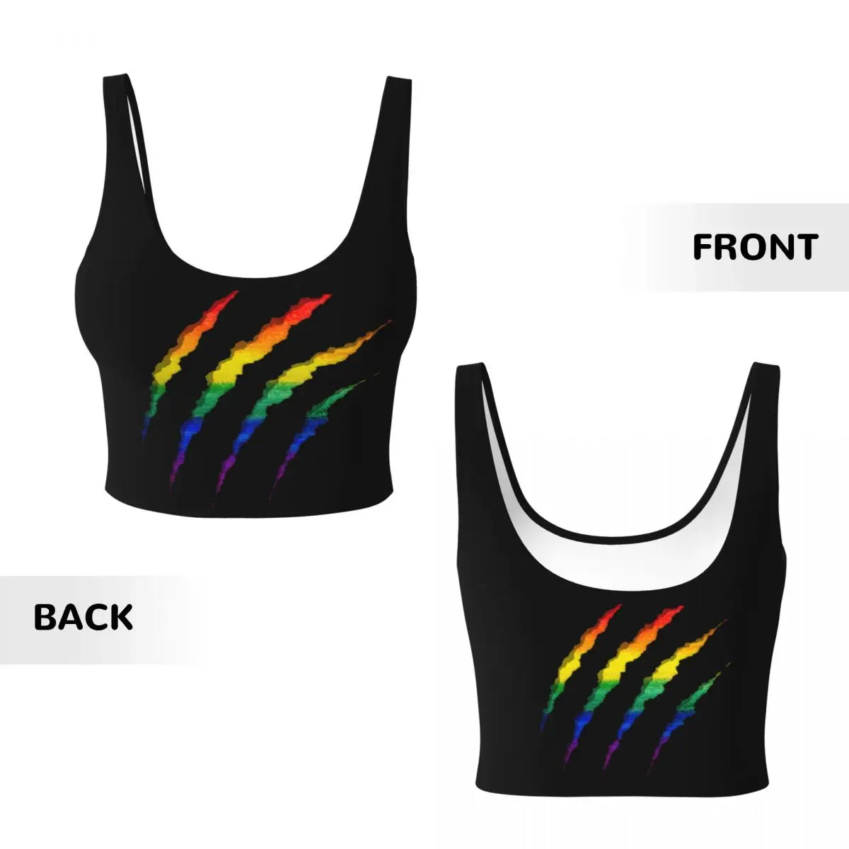 Custom LGBT Ripped And Shredded Sports Bra Women's GLBT Gay Lesbian Pride High Impact Workout Yoga Crop Top