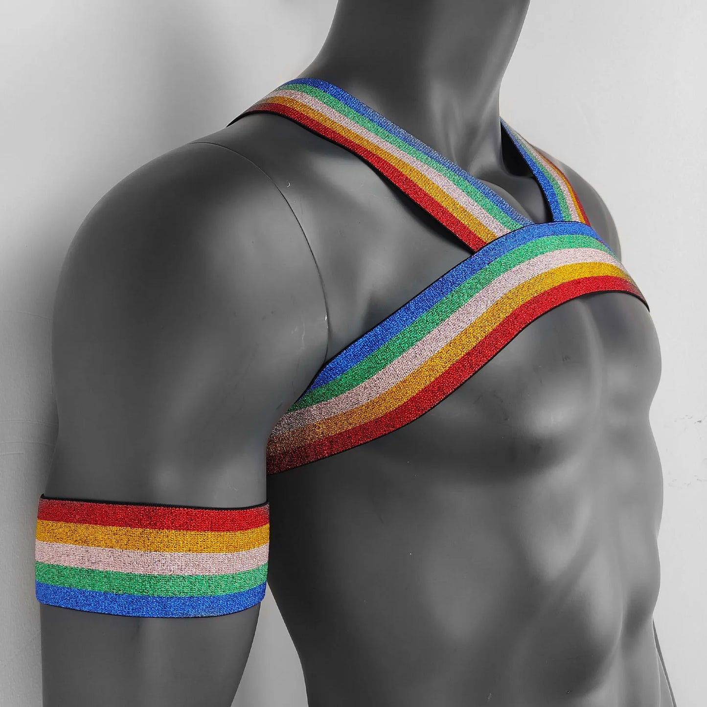 CLEVER-MENMODE Fetish Chest Harness Men Sexy Body Bondage Cage Harness Belts Rave Clothing Lingerie Rainbow Pride Elastic