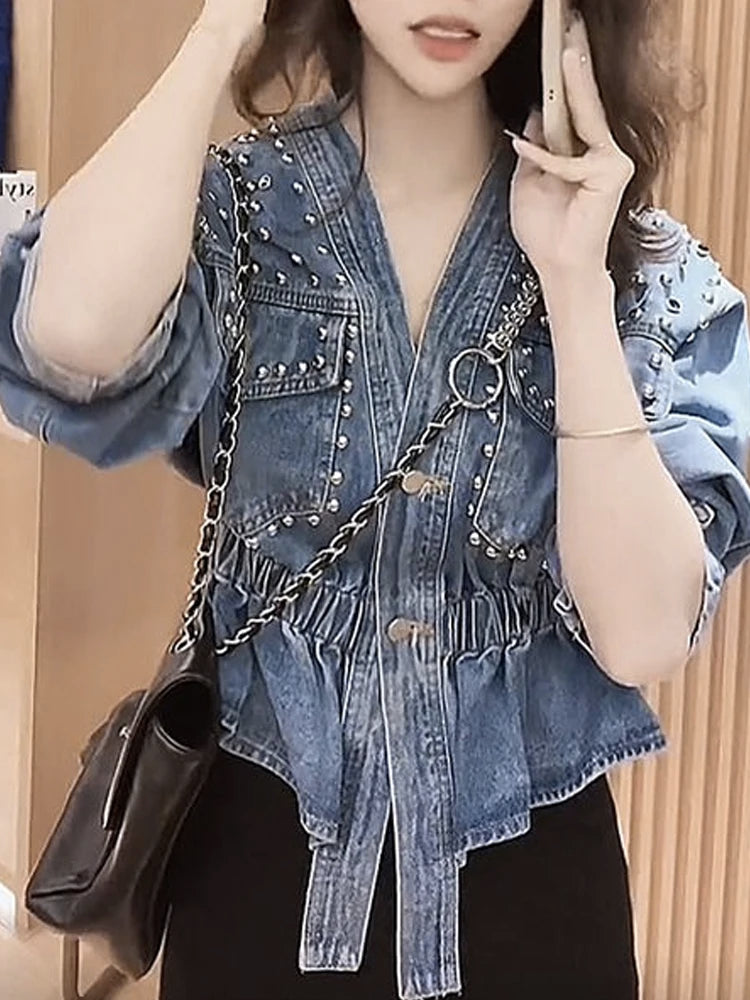 Denim Jacket Spring And Autumn Top For Women Women's Denim Jacket Jean Jacket For Women Denim Jacket Women Woman Coats Traf