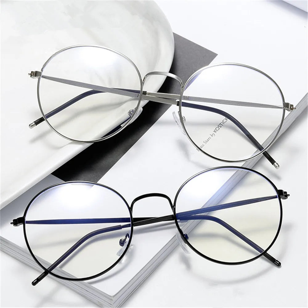 Classic Anti-Blue Light Blocking Glasses Women Men Round Optical Lenses Spectacle Computer Protection Goggles Reading Eyeglasses