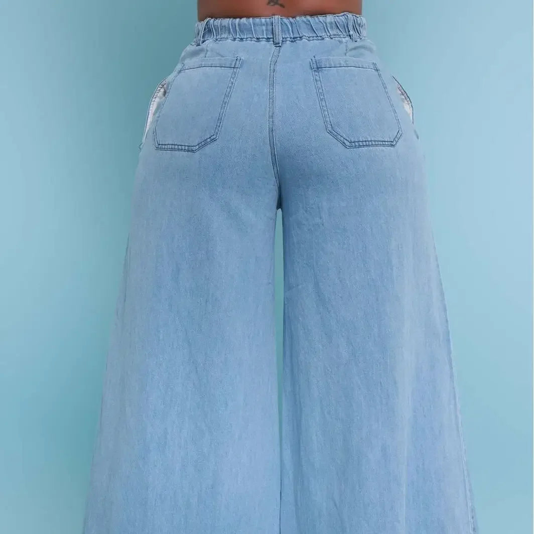 European and American women's clothing Fashionable casual loose denim women's suit two-piece set two piece sets womens outifits