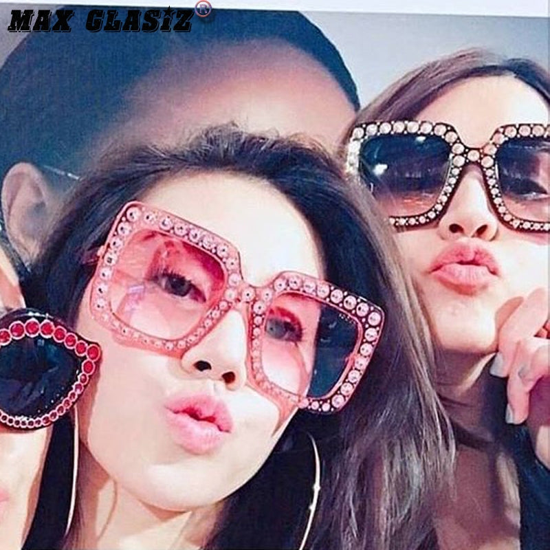 Square Frame Rhinestone Sunglasses